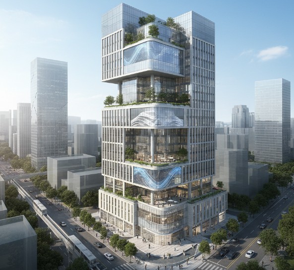 모던한 7층 신축 건물 예상 조감도